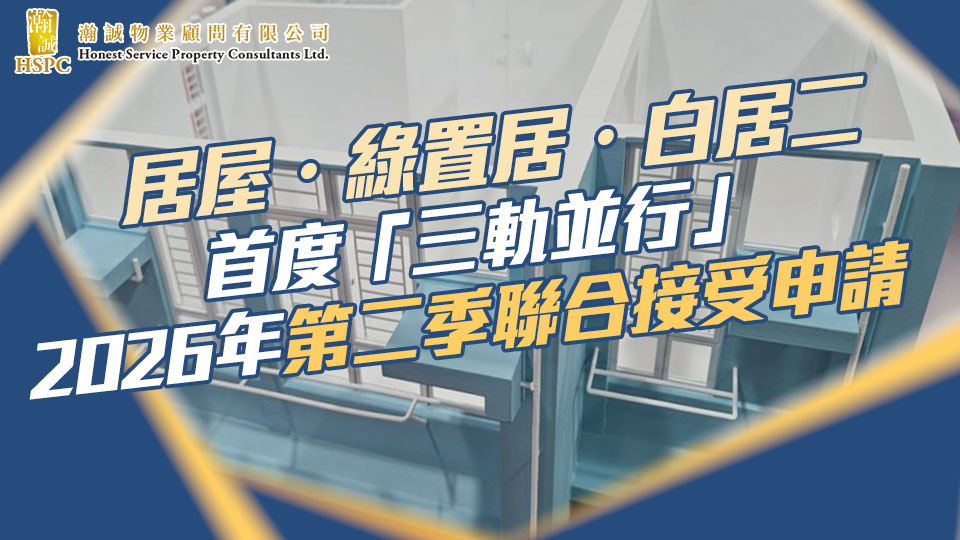 居屋・綠置居・白居二首度「三軌並行」 2026年第二季聯合接受申請